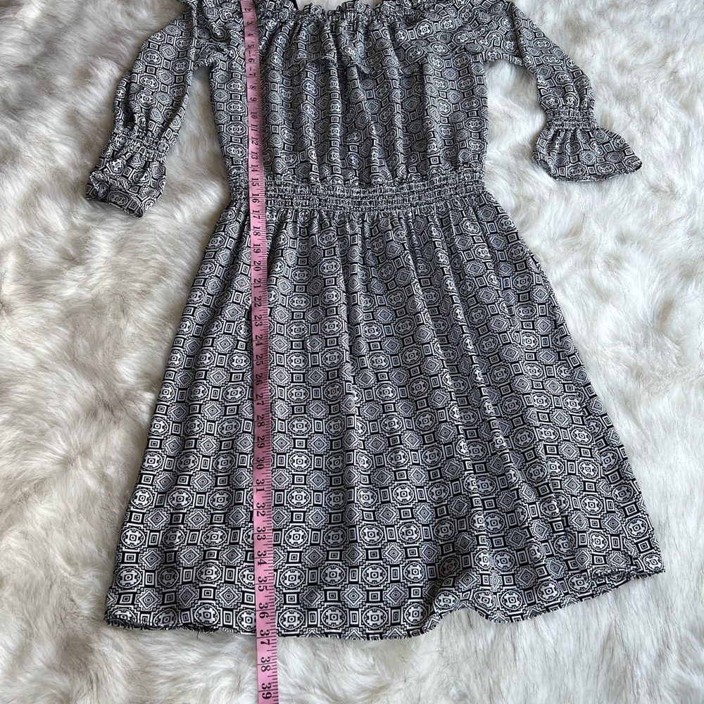 Libby Edelman Black Geometric Print Dress M - Picture 5 of 10